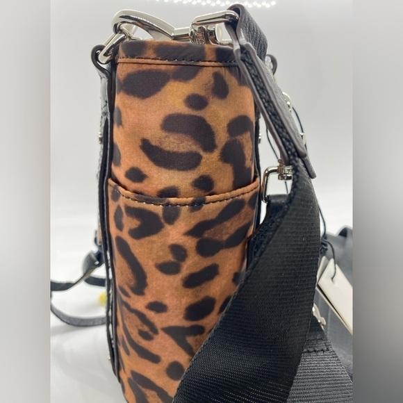 On Top of The World Water Bottle Cross Body Holder Leather Jungle Leopard Nylon - Picture 6 of 8